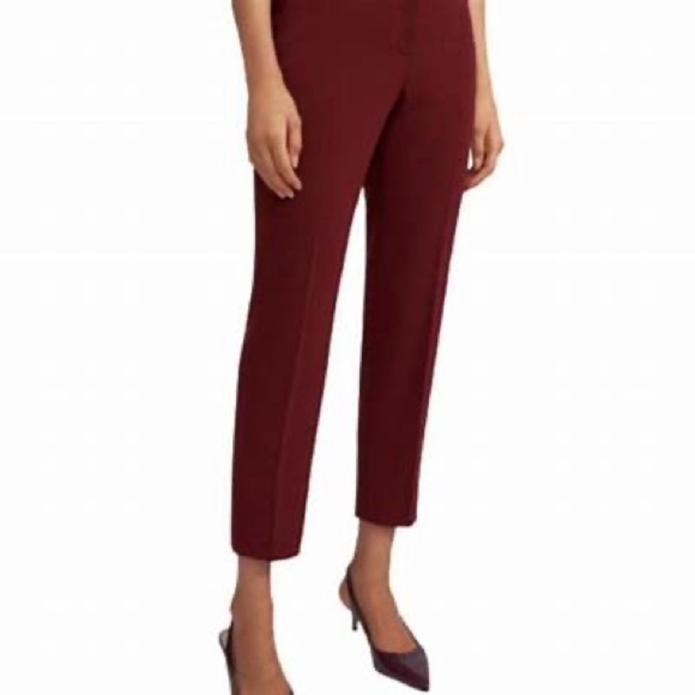 Theory wine color lightweight wool pant, cropped straight leg